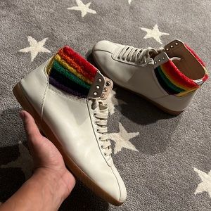 Gucci Men's Rainbow Accent High-Top Sneakers Bambi Size 10